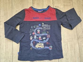 T.shirt manches longues bleu marine et rouge Sergent Major 7 ans