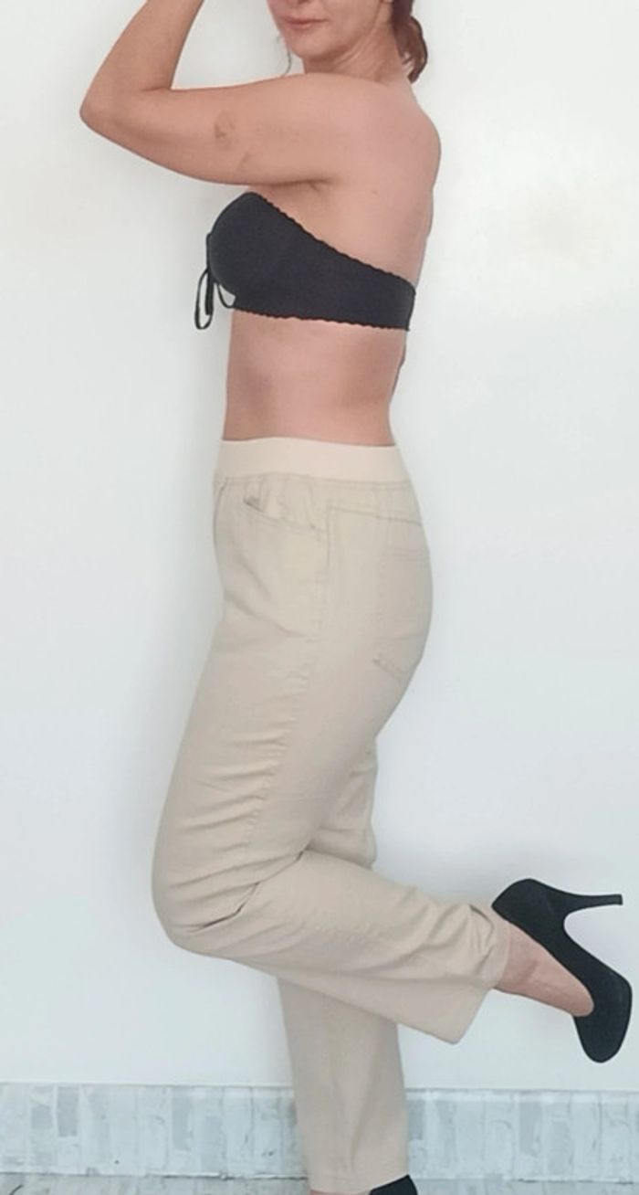Pantalon casual beige basique intemporel T 40 - photo numéro 4