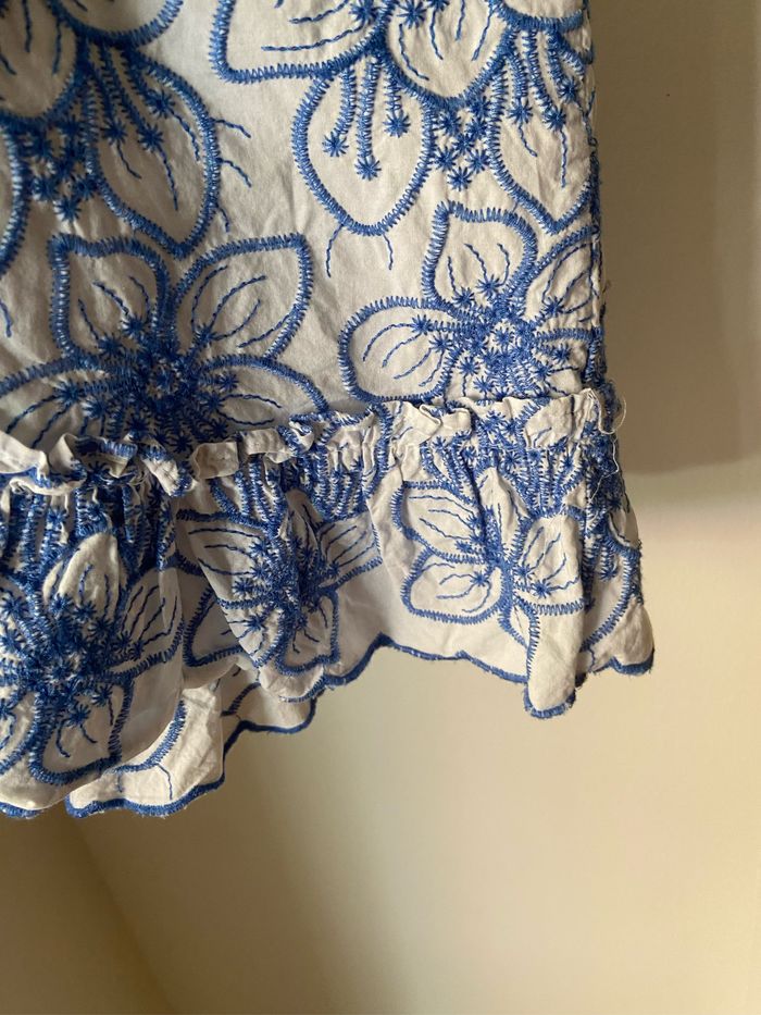 Jupe 38 Naf Naf Blanc et bleu fleurs - photo numéro 5