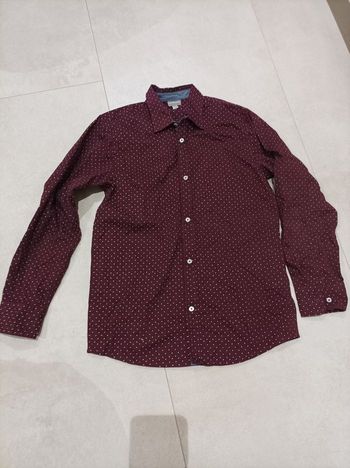 Chemise  bordeaux a pois blanc