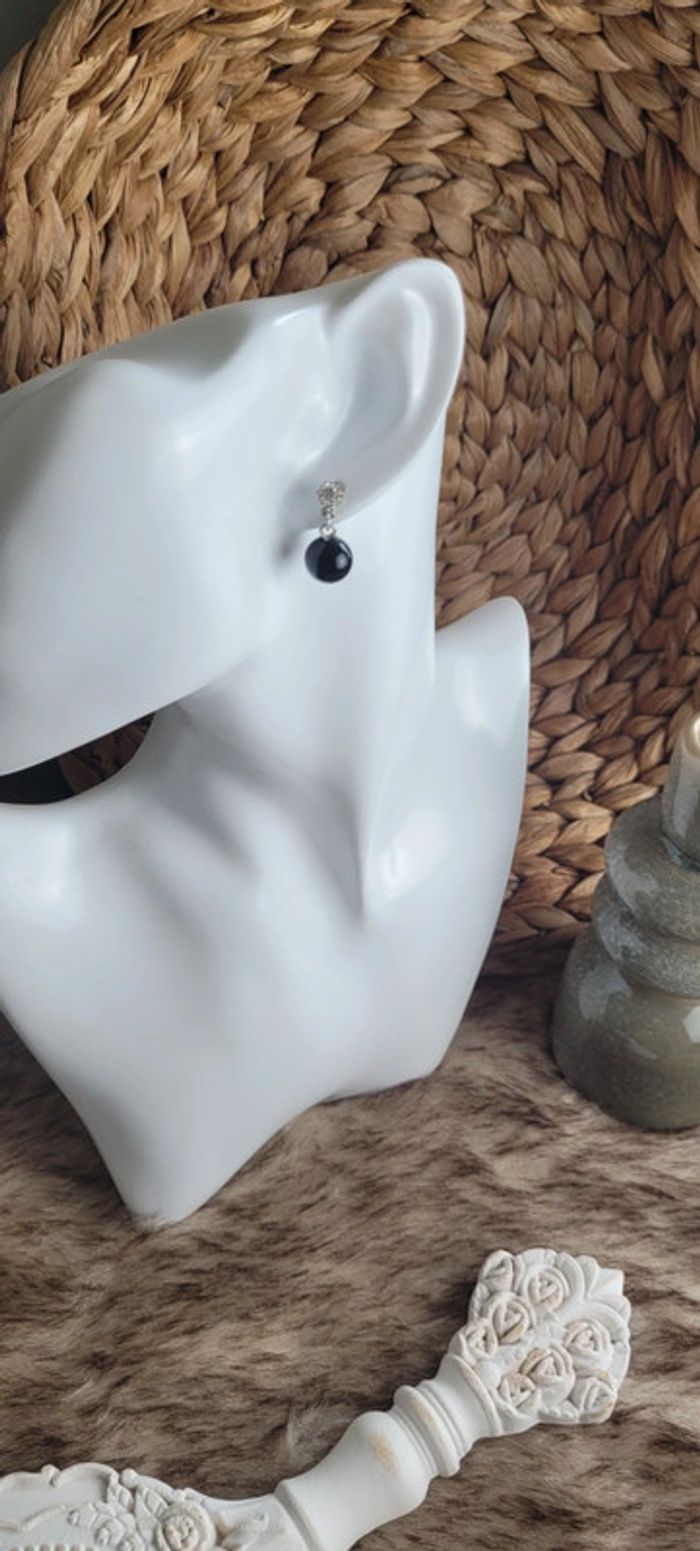 Boucles d'oreilles perles noires