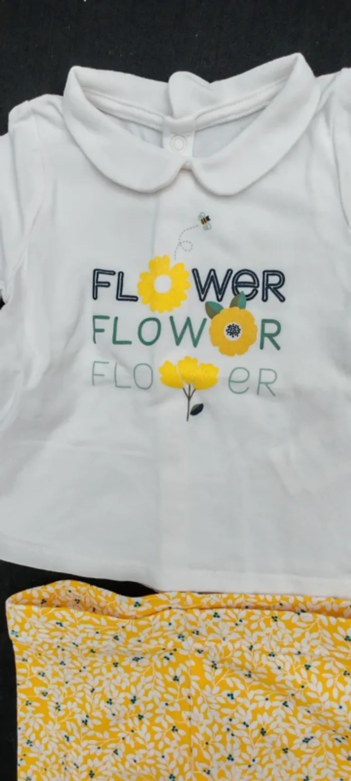 Ensemble Fille Obaïbi 🌼 blouse col Claudine + legging fleuri – 62cm - photo numéro 2