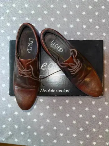 Chaussures de ville LEOFEX en cuir marron – Taille 39 (convient à un 40)
