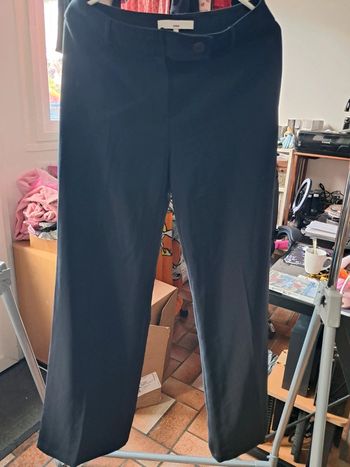 Beau pantalon bleu marine foncé, fermeture eclair + bouton devant T.38/40 comme neuf - Galéande