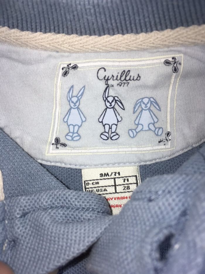 Polo Cyrillus 9 mois, bleu grisé - photo numéro 3