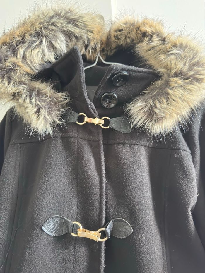 Manteau noir avec capuche fausse fourrure taille XS - photo numéro 5