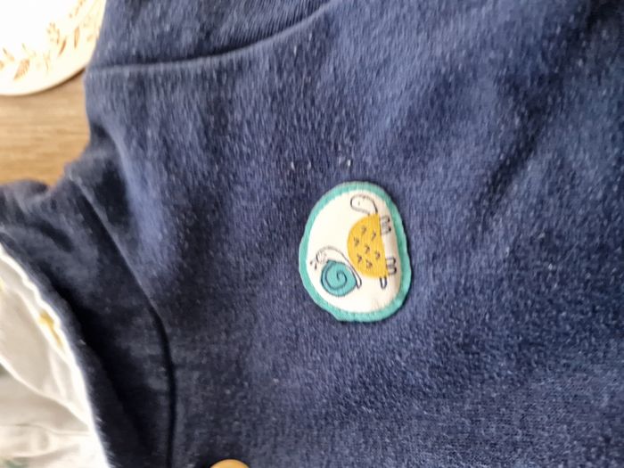 Gilet / Veste à Capuche Bleu Marine Doublé Motif Marin Mots d'enfants - 6 mois - photo numéro 2