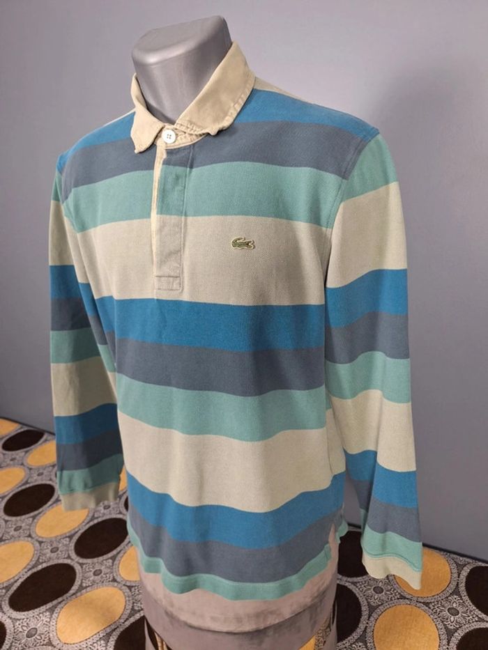 Polo lacoste manche longue multicolore - taille L homme brodé (373)