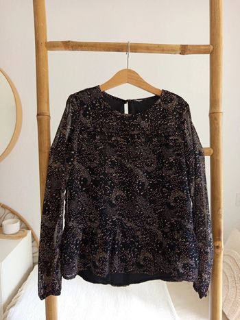 Blouse doublée noire à motifs 8 ans