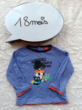 Tee shirt chemise manches longues Garçon 18 mois chien super reporter Tissaia 100% coton