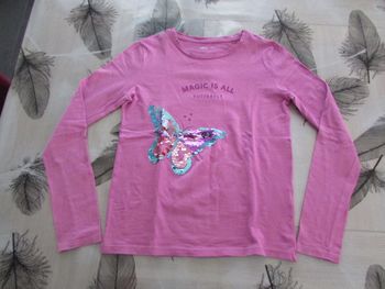 T-shirt à sequins Papillon Gémo 12 ans