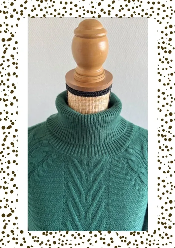 Pull col roulé vert sapin - photo numéro 3