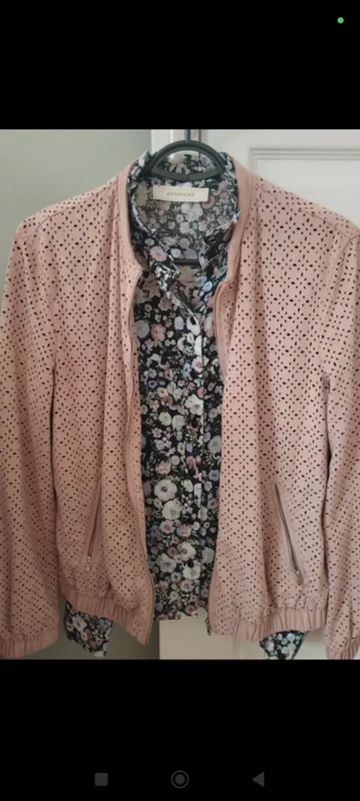 Veste en suédine rose ajourée Zara S - photo numéro 2