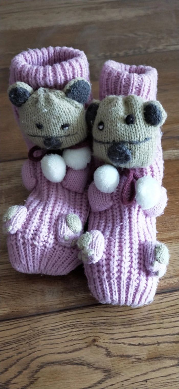Chaussons chaussettes fille en tricot