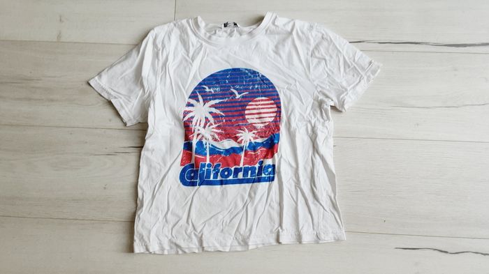 Vêtement femme tee-shirt manches courtes blanc motif California Jennyfer Taille S