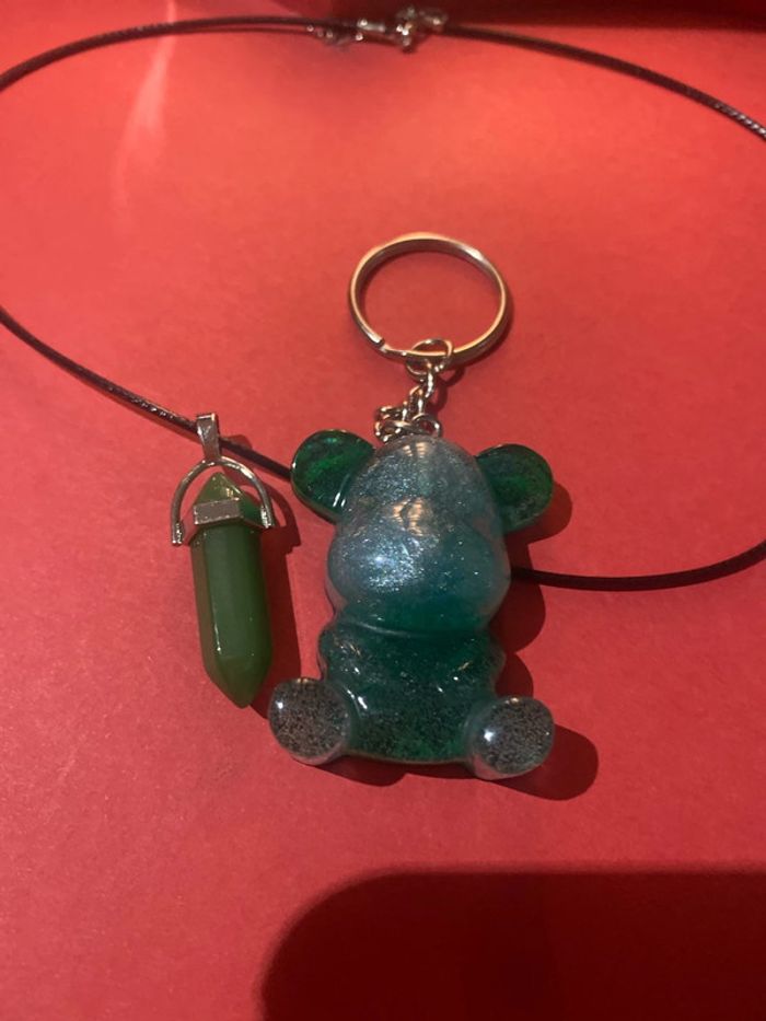 Pendentif pierre charkra + porte clefs