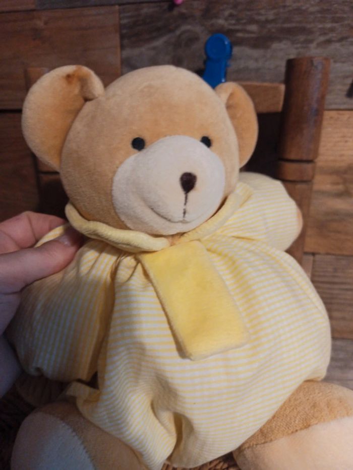 Peluche ours boule jaune vichy Nicotoy tbe - photo numéro 6