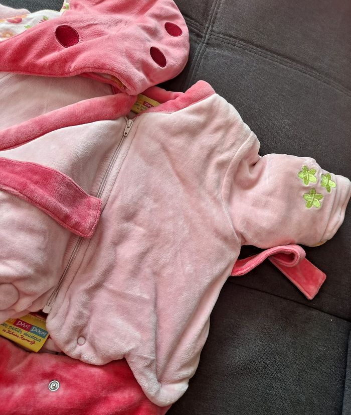 combipilote nid d'ange manteau et bonnet dim dam doum papillons de katerine roumanoff 1mois 3mois - photo numéro 3