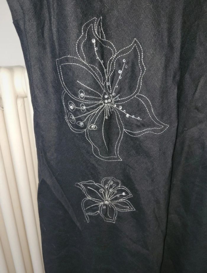 Robe longue noire deco fleur - photo numéro 3