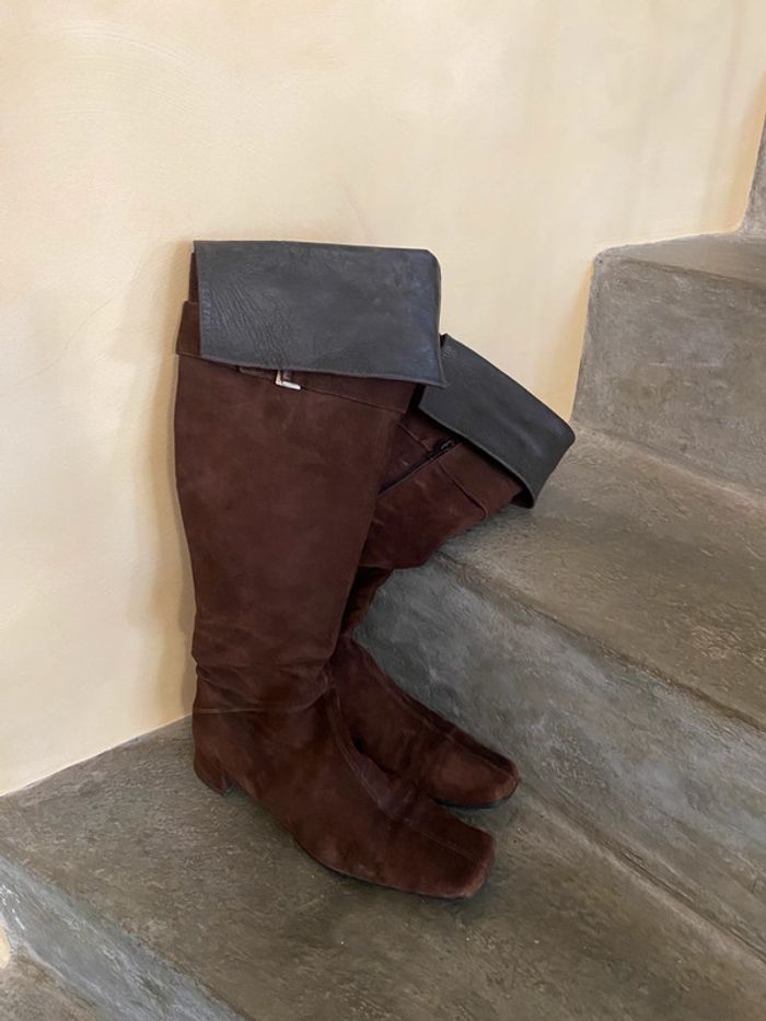 Bottes hautes en daim marron 40 - photo numéro 2