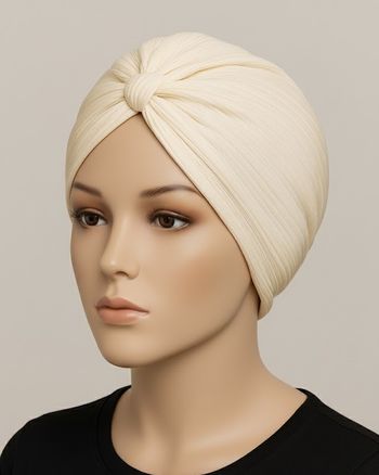 Turban/Bonnet Crème Torsadé Côtelé Chic et Confortable