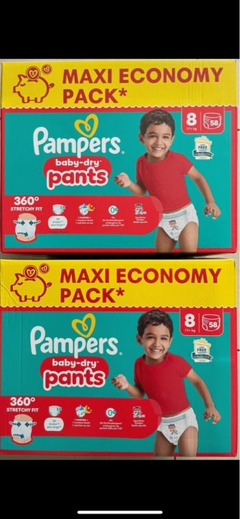 2 cartons de couches Pampers taille 8