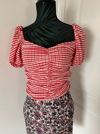 Petit top Vichy femme taille S Mango