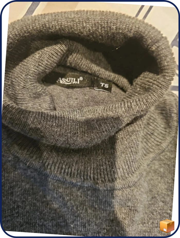 Pull col roulé avec cachemire taille L gris femme - photo numéro 3