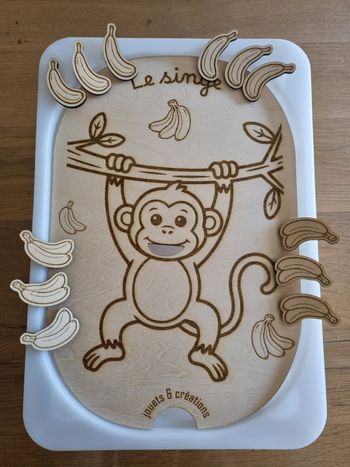 Petit insert pour bac Trofast "Petit Singe" avec jetons Bananes