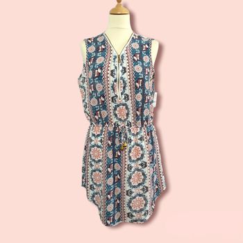 Robe été mi-longue large 40 L motifs élephants indien Neuve avec étiquette