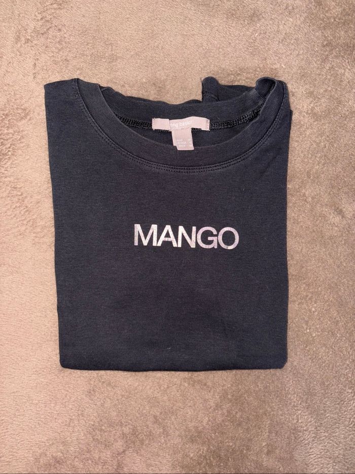 T-shirt femme Mango noir taille M en bon état