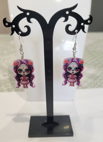 BOUCLES D'OREILLES POUPEE SANTA MUERTE HALLOWEEN ! NEUVE ! MODELE 4