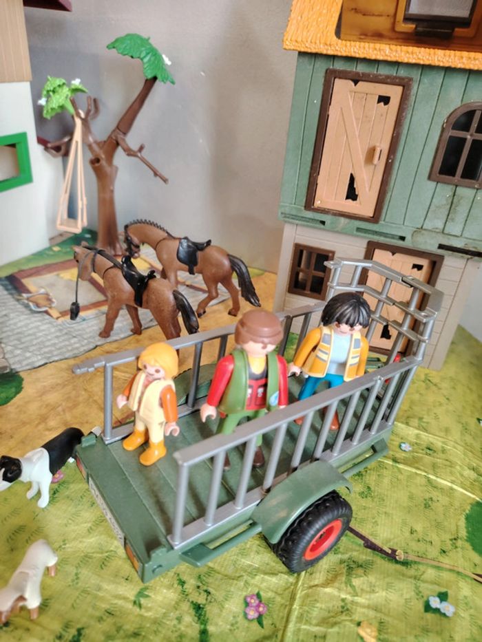 Lot playmobil grande ferme silo country + grange + remorque + tapis - photo numéro 14