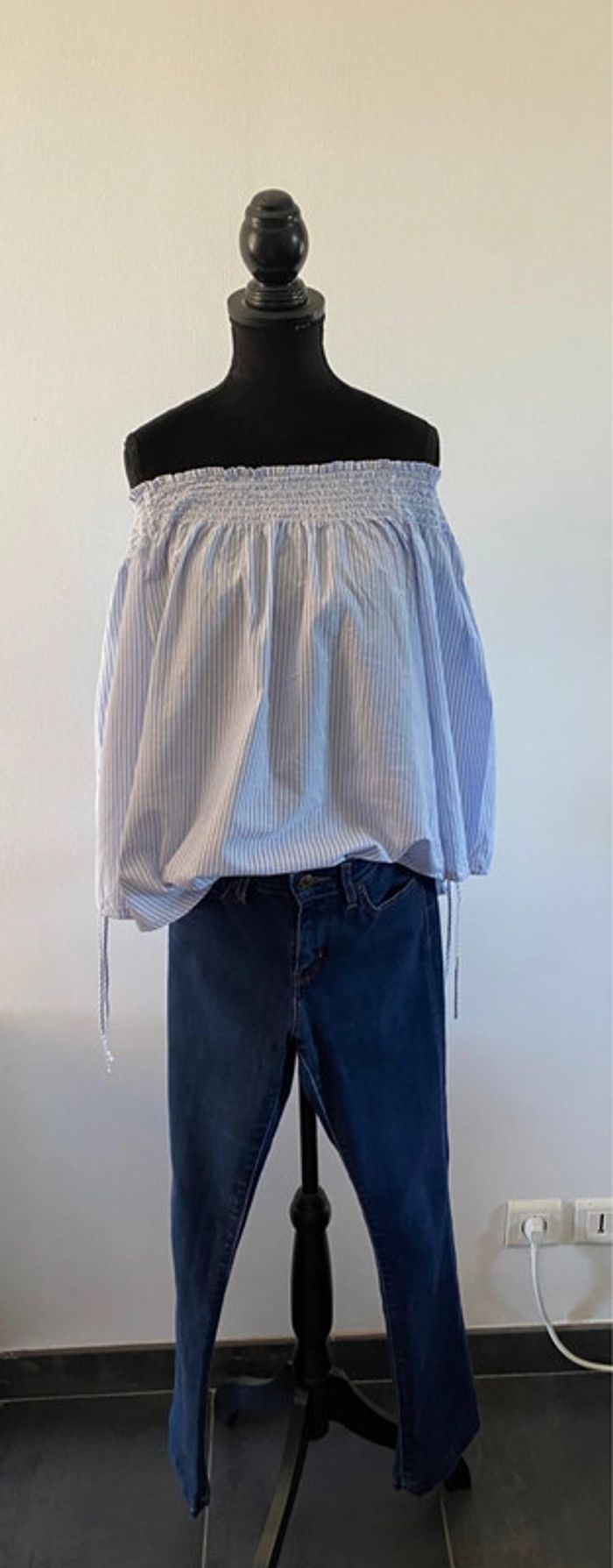 Blouse H&M bleue et blanche à rayures taille 36 / 38 - photo numéro 11