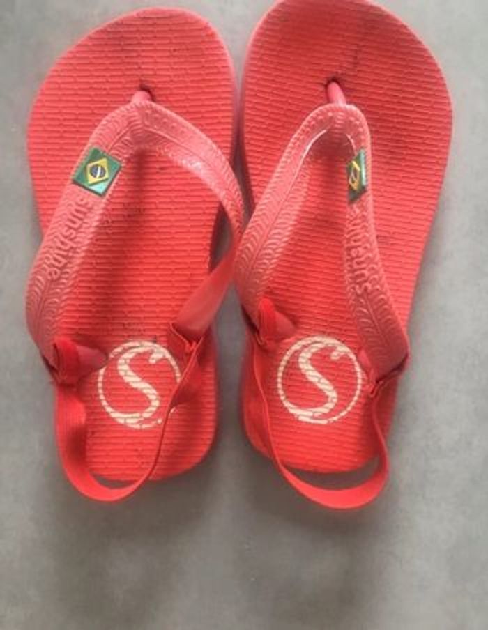 Paire de tong enfant fille garçon rouge 26 / 27 sunshine Brésil - photo numéro 3