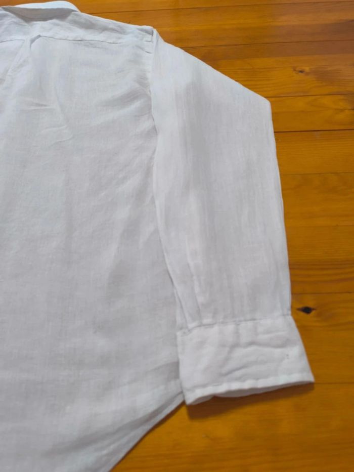 Chemise en Lin - Ralph Lauren - Ocean wash linen - Logo brodé bleu - Blanc - Taille S - photo numéro 6