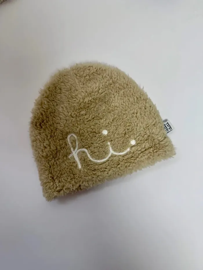 Bonnet bébé Aai Aai beige peluche 0-3 mois neuf - photo numéro 4