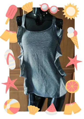 Top débardeur à volants a rayures femme