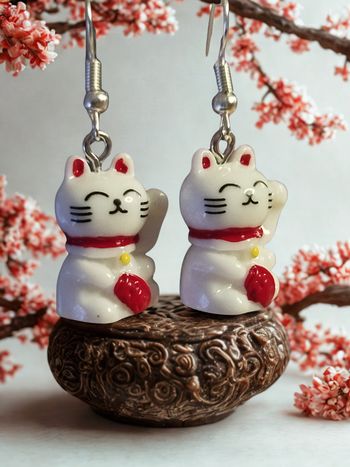 Boucles d'oreilles Chat porte bonheur