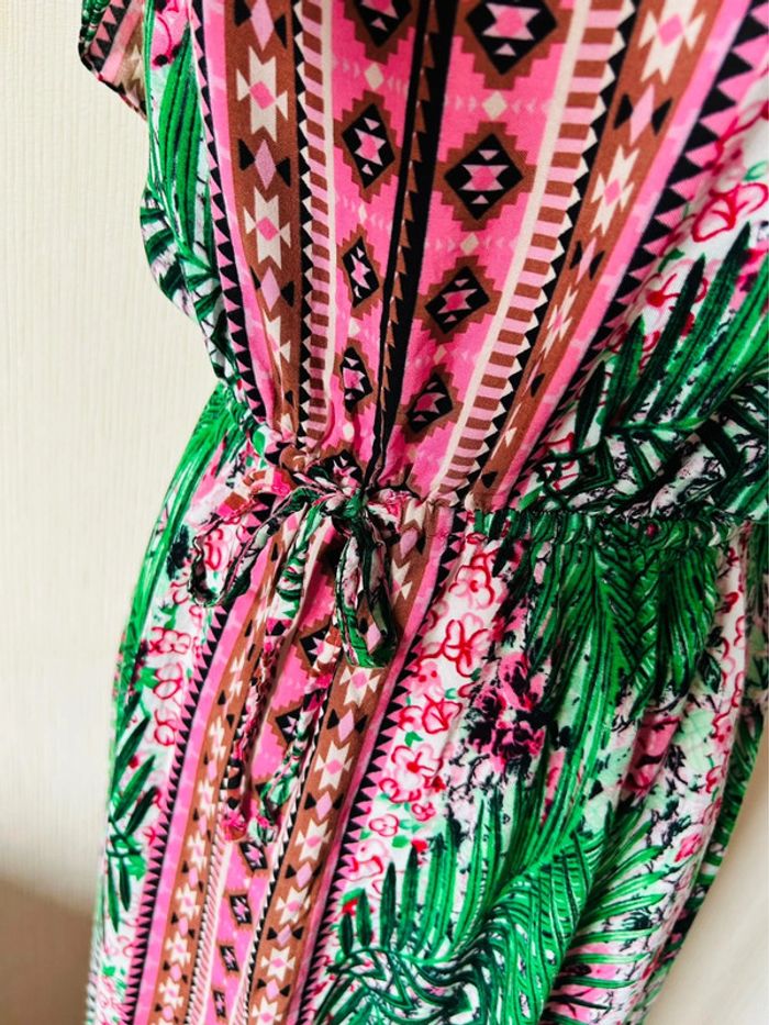 🌴🌿Robe de vacances tropicale ethnique épaules dénudées Summer ethnic jungle Off-shoulder dress🌿🌴 - photo numéro 11