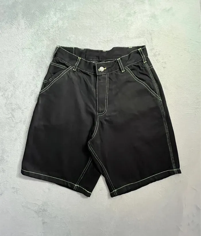 Short/Jort Stussy Black Embroidered Green Lime Big Logo Back – Taille L - photo numéro 4