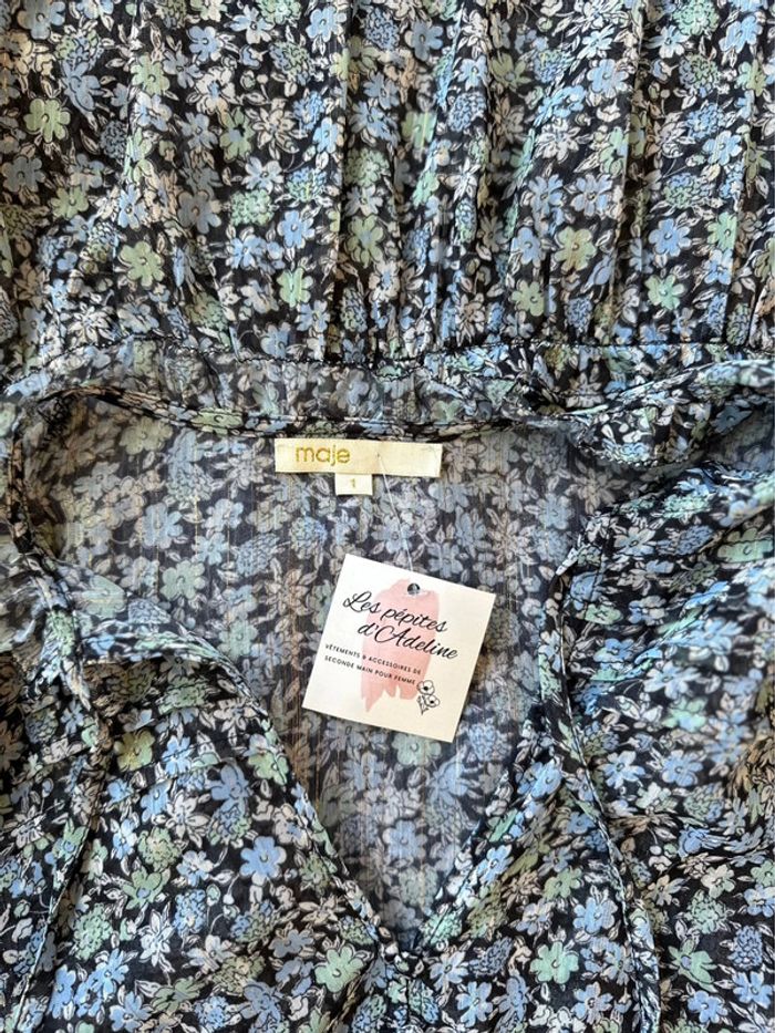 Robe longue bleu à motifs fleuris, modèle Renaza, taille 36 - Maje - photo numéro 11