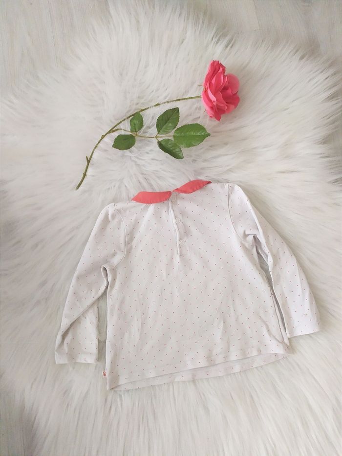 Tee shirt manches longues inscription Bonjour bébé fille 80 cm - photo numéro 2