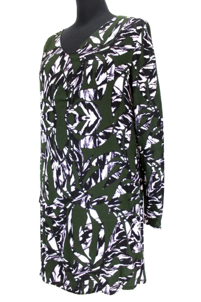 Robe Fluide Manches Longues – Imprimé Jungle / Végétal - photo numéro 2