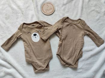 Lot de 2 bodies, la redoute, 3 mois, brun 👣