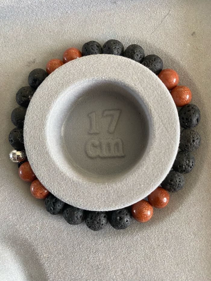 Bracelet goldstone et pierres de lave noires - photo numéro 2