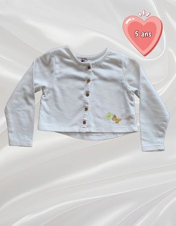 Gilet boléro blanc à boutons fille 5 ans