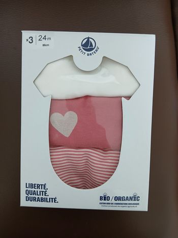lot de 3 bodies fille manches courtes petit bateau 24 mois