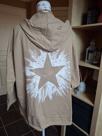 Gilet sweat capuche camel étoile dos