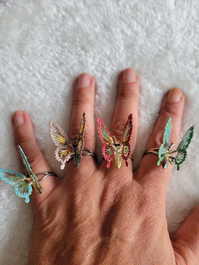 Bagues papillons 🦋 ajustables - photo numéro 2
